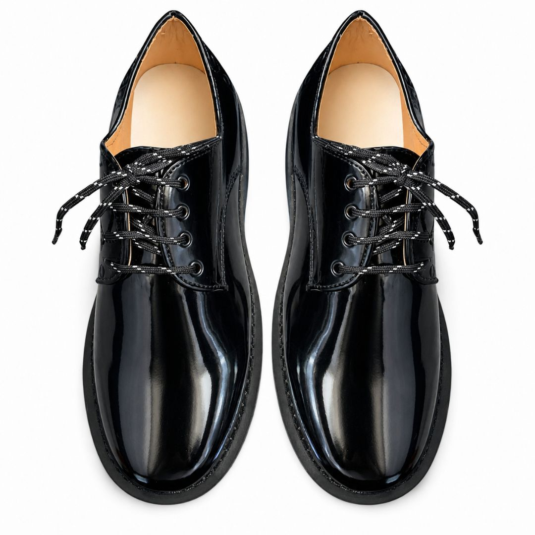 Quality Medallion Patent Lace Up Oxford Shoe