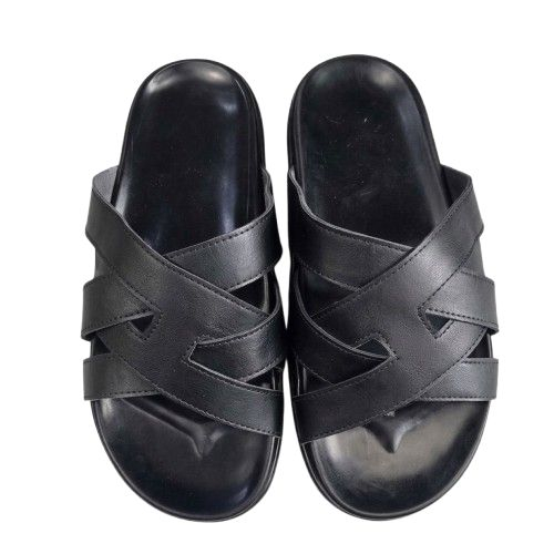 Elite Men Cross Strap Black Slippers