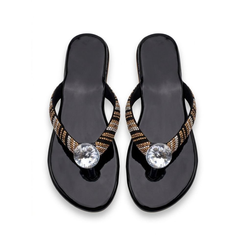 Elegant Gemstone Embellished Thong Sandals