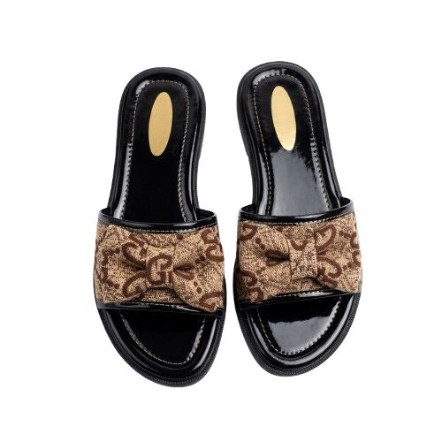 Woven Pattern Strap Flat Slide Sandals for Women