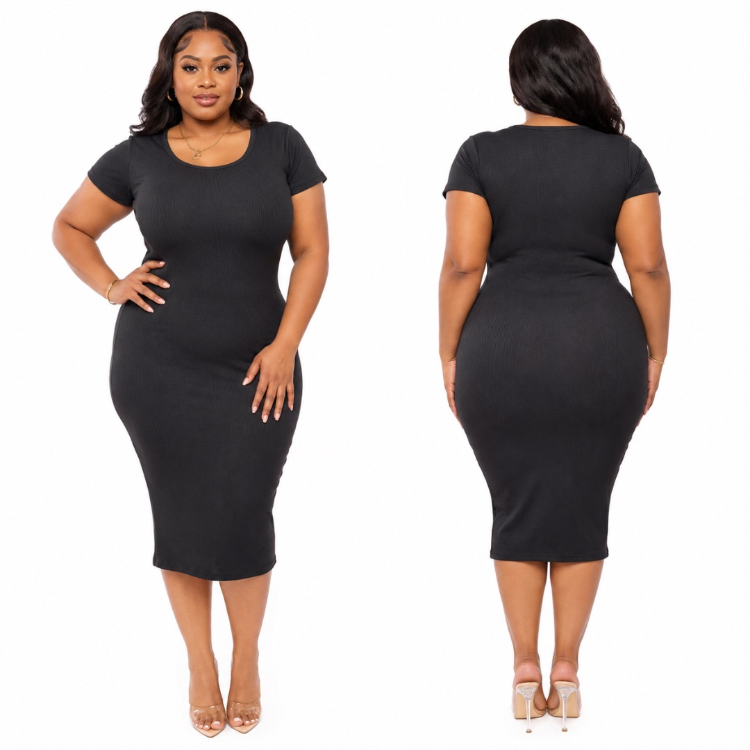 Womens Black Ribbed Bodycon Mini Dress   with Logo Print
