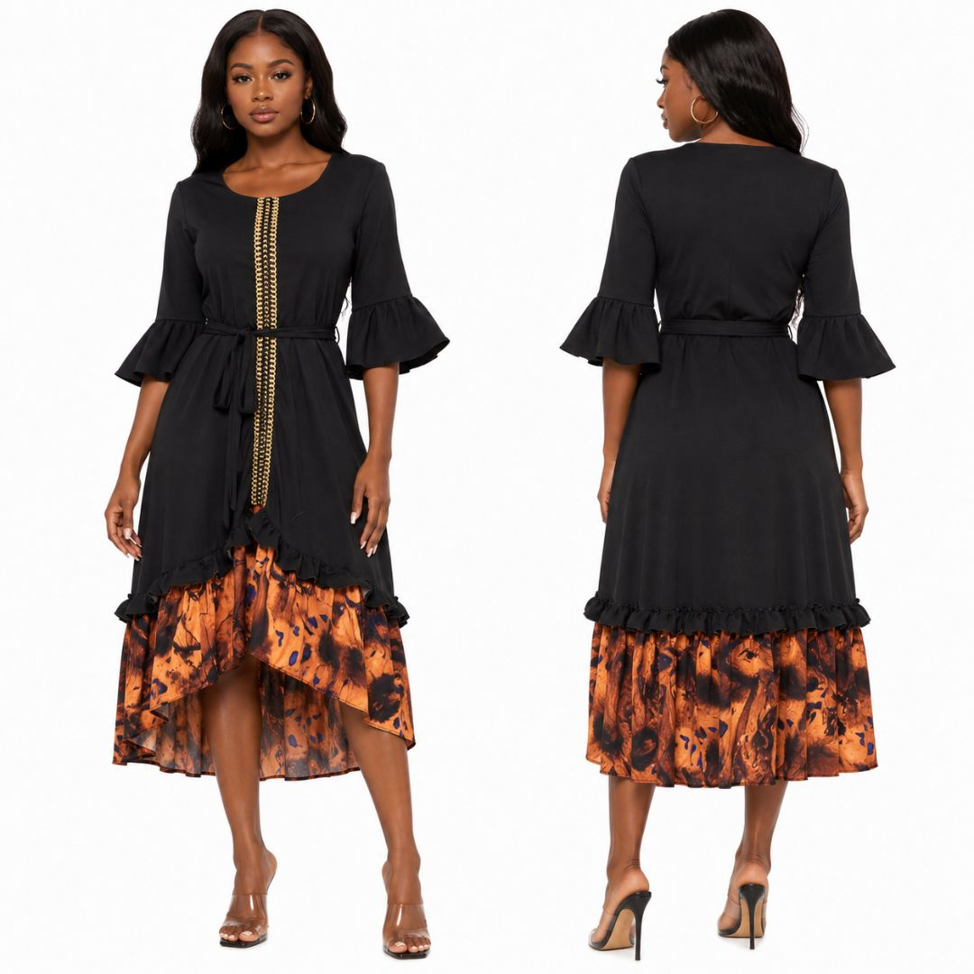 Elegant Womens Layered Midi Dress