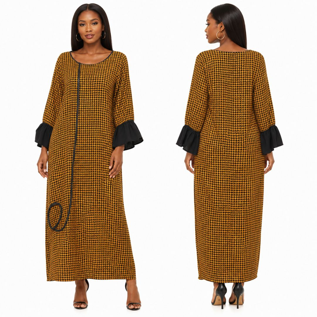 Womens Houndstooth Maxi Dress