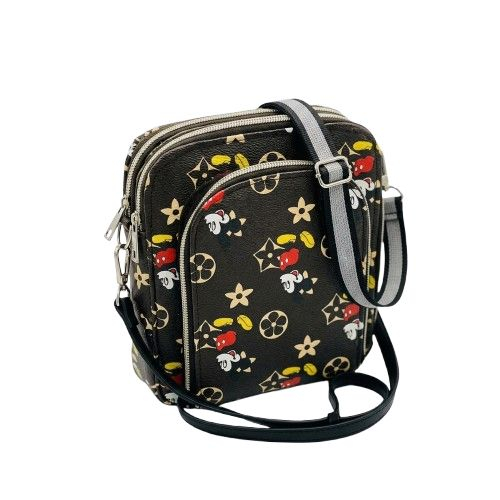Cartoon Character Patterned Multi Pocket Crossbody Bag
