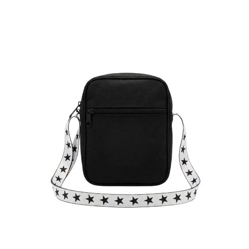 Essential Black Square Crossbody Bag with Star Pattern Strap