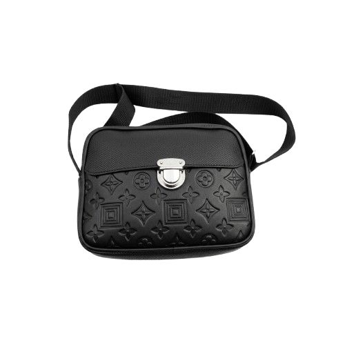 Embossed Textured Crossbody Bag with Metallic Clasp