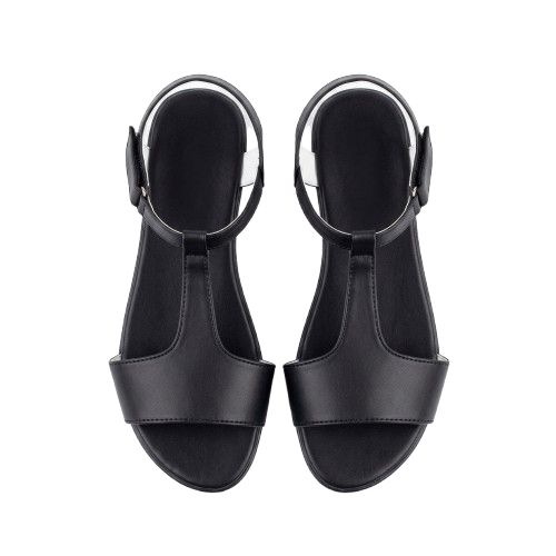 Black T Strap Flat Sandals