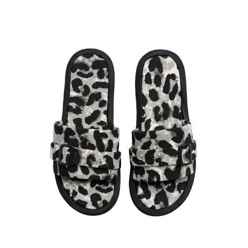 Leopard Print Double Strap Slides