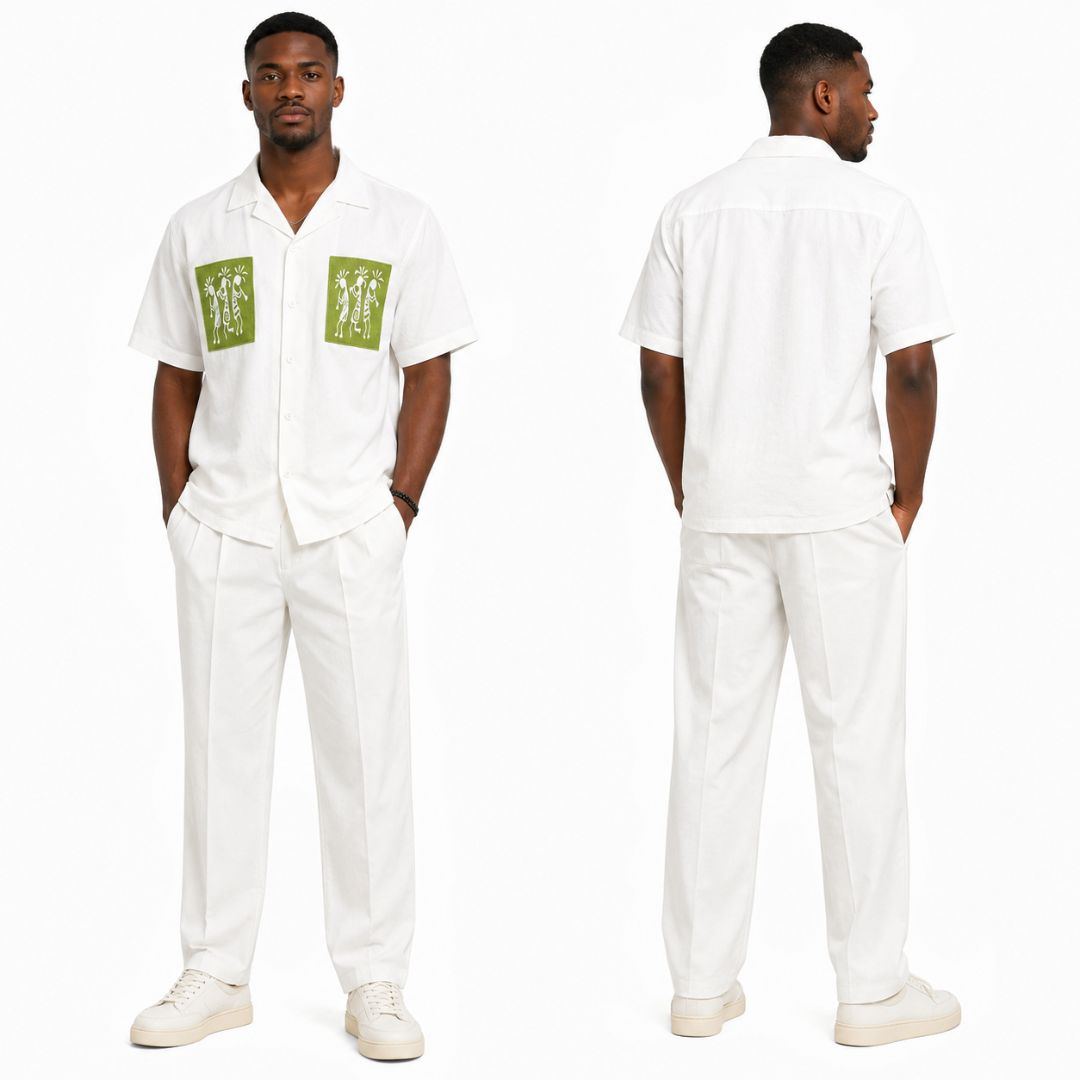 Luxury White Two Piece Traditional Set