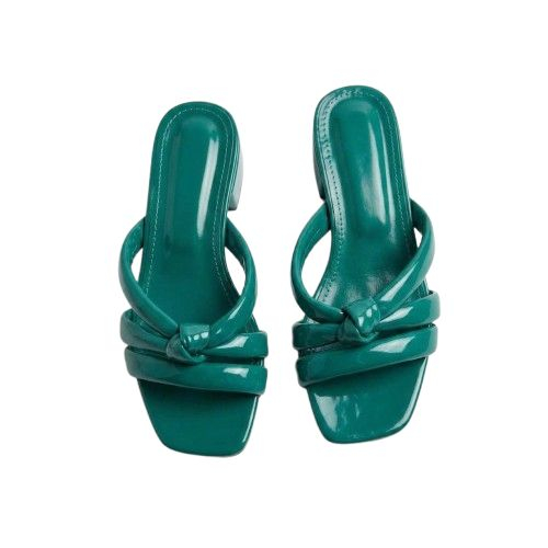 Green Knotted Flat Slippers