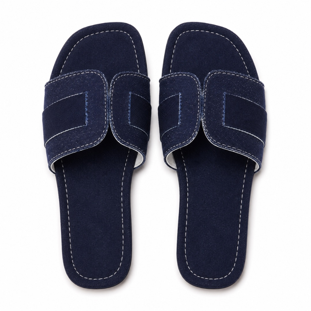 Luxury Black Denim Slide Sandals for Women