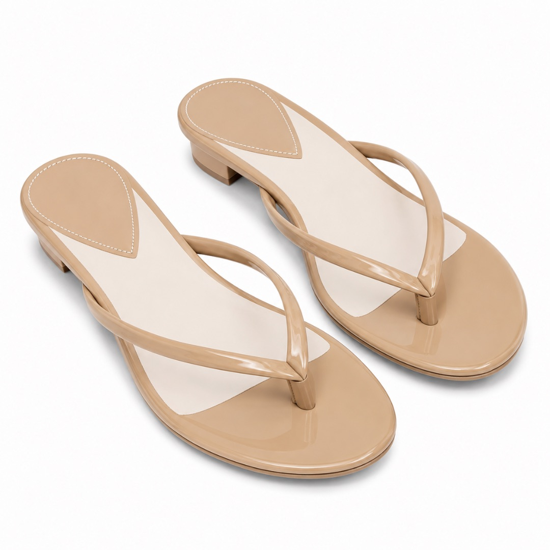 Luxury Nude Minimalist Flat Flip Flop Sandals   for Women