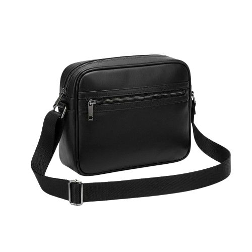 Black Embossed Crossbody Messenger Bag