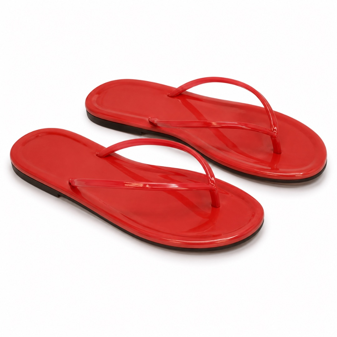 Luxury Glossy Red Jelly Flip Flop Sandals   for Women