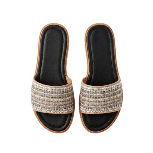 Womens Striped Pattern Casual Slide Sandals