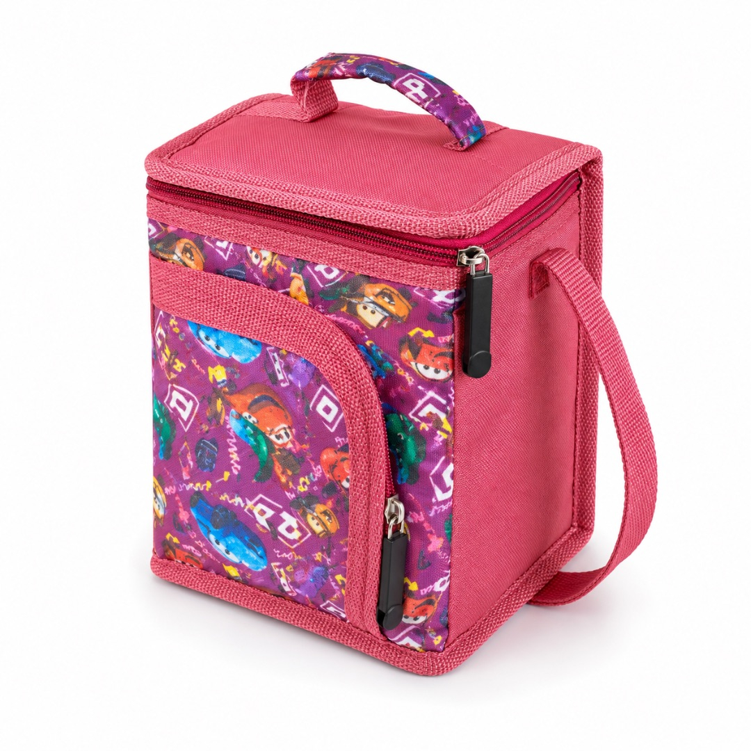 Kids Pink Cartoon Print Insulated Lunch Bag