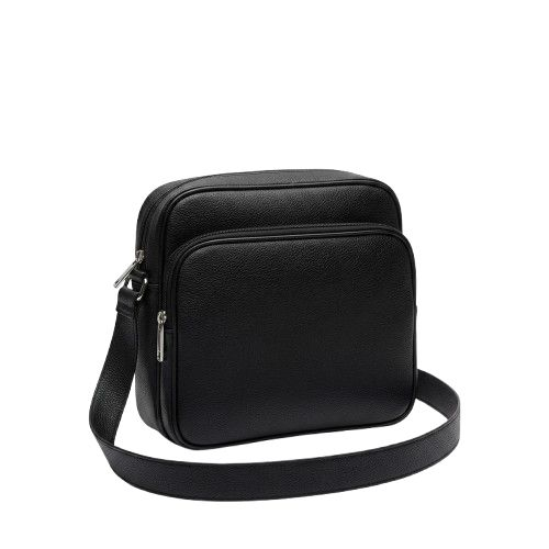Black Embossed Crocodile Messenger Bag