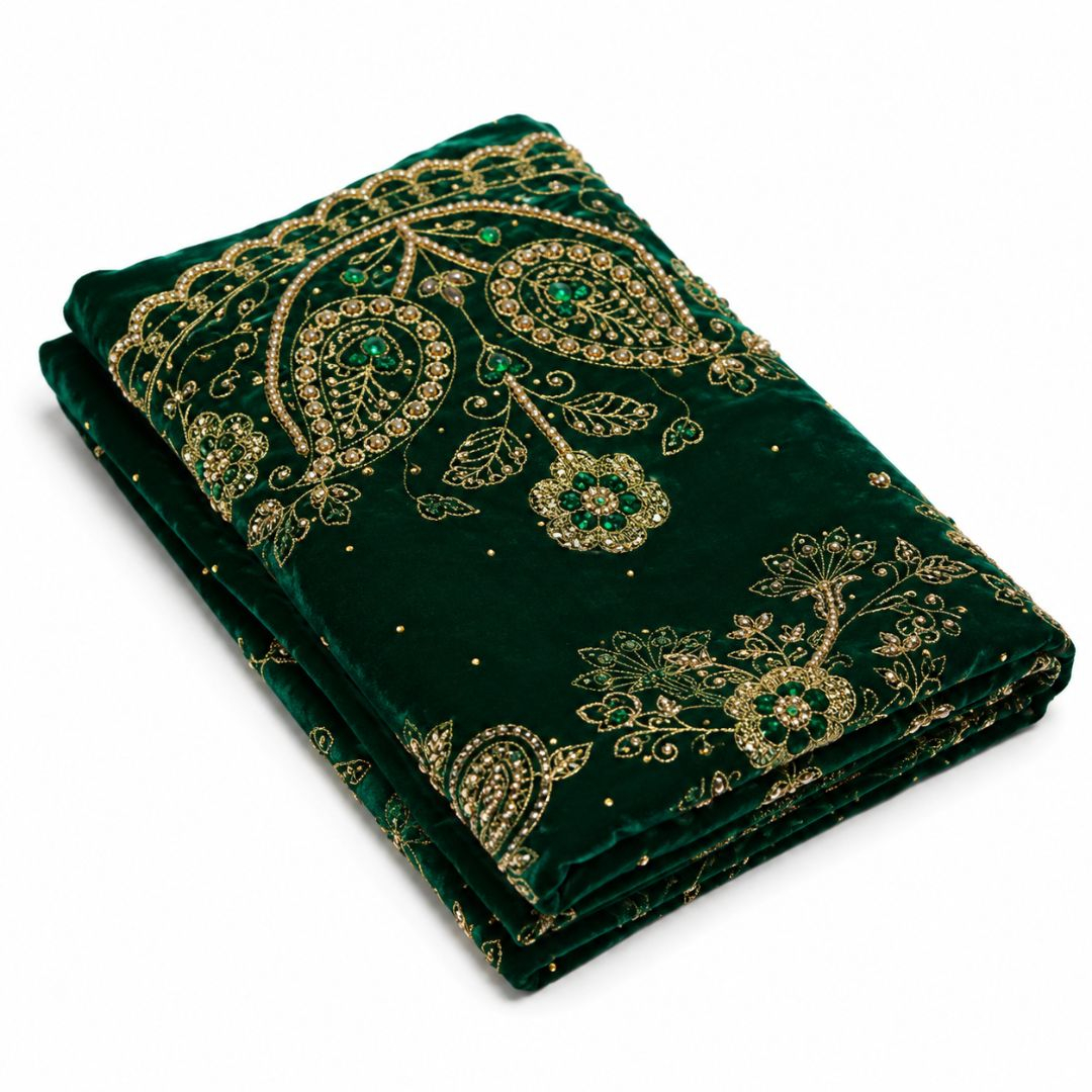 Luxury Emerald Green Embroidered Lace Material