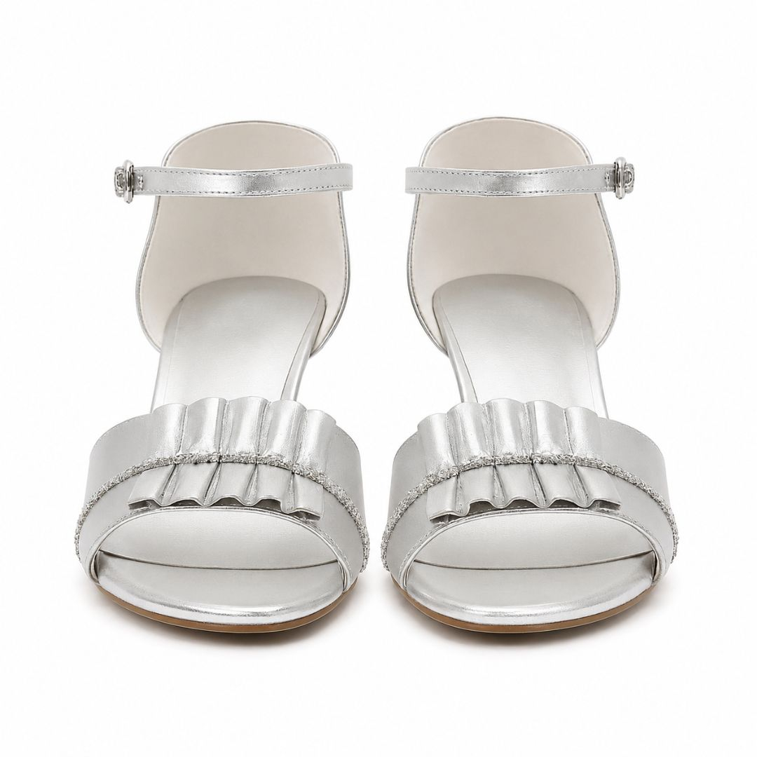 Quality metallic Silver High Heeled Sandals