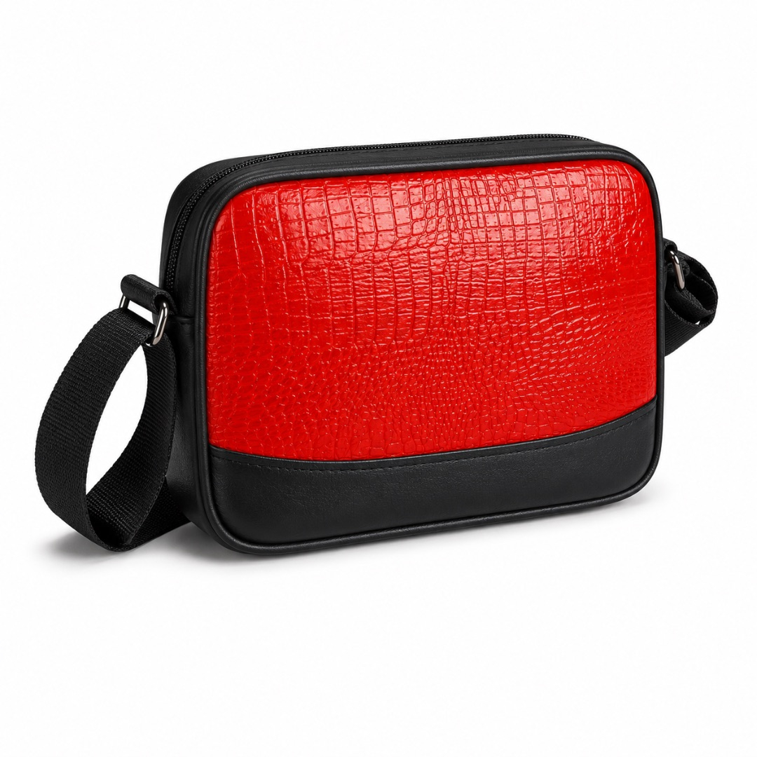 Luxury Red Crocodile Texture Crossbody Shoulder Bag