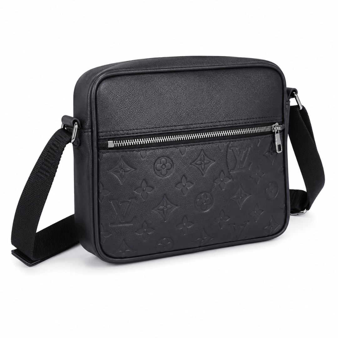 Luxury Black Embossed Crossbody Shoulder Bag