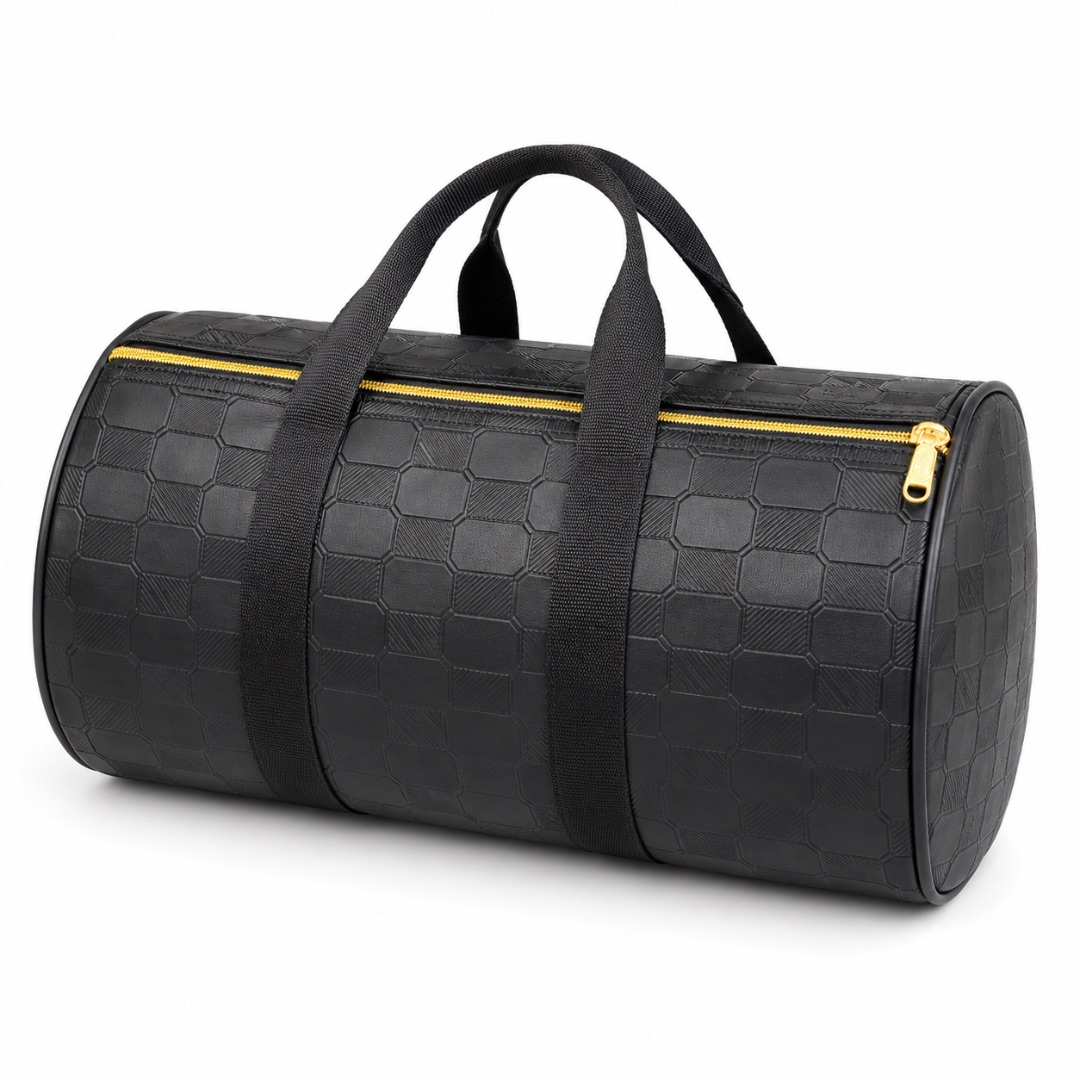 Luxury Black Embossed Travel Duffel Bag