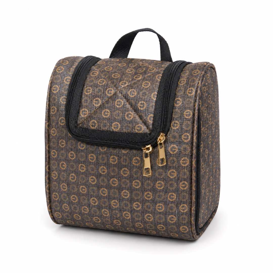 Luxury Brown Monogram Cosmetic Travel Bag