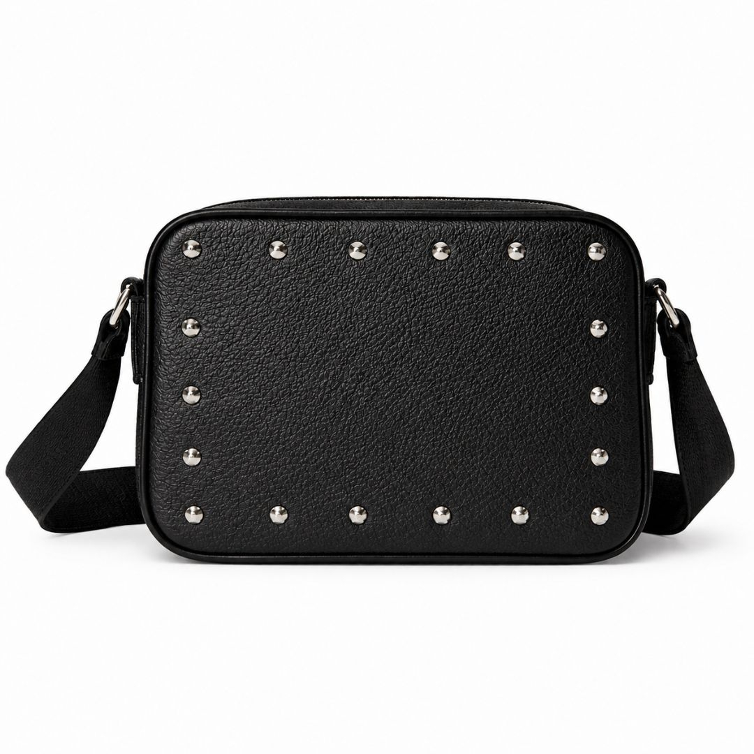 Black Embossed Monogram Crossbody Bag