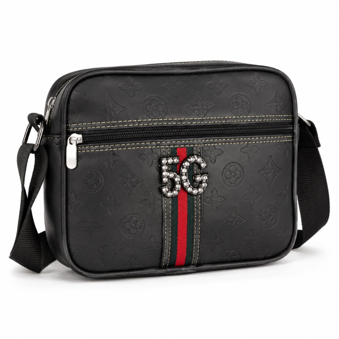 Luxury Black Monogram Crossbody Shoulder Bag