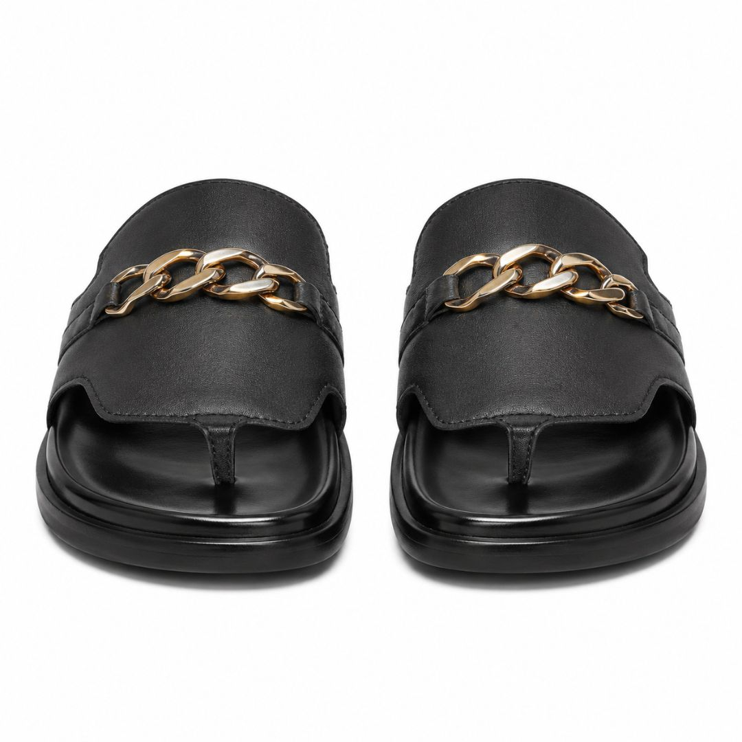 Mens Black Rubber Slippers