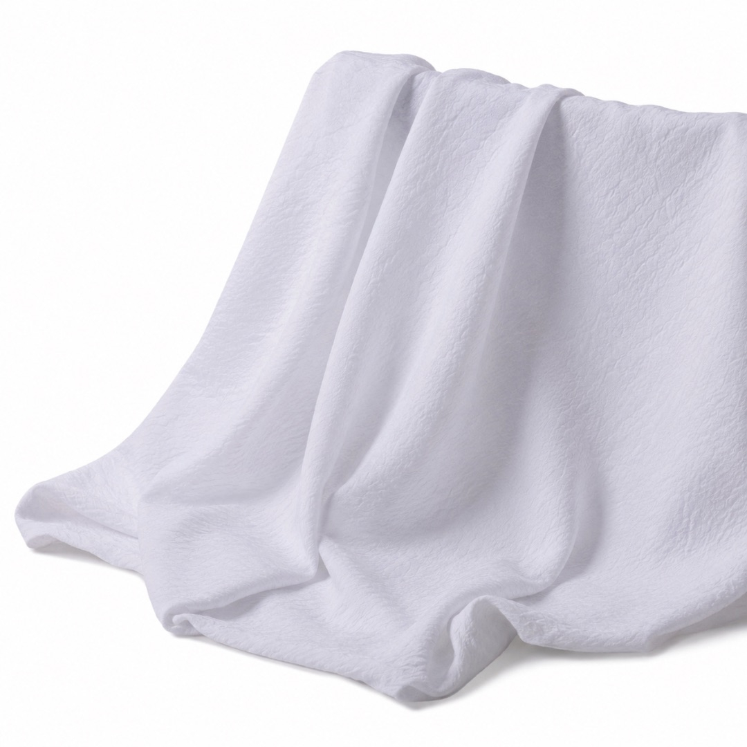 White Embossed Textured Clothing Fabric Material