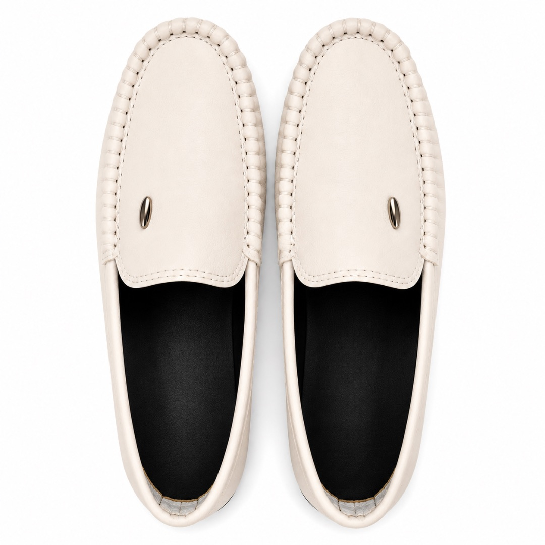 Off White Classic Leather Slip On Loafers