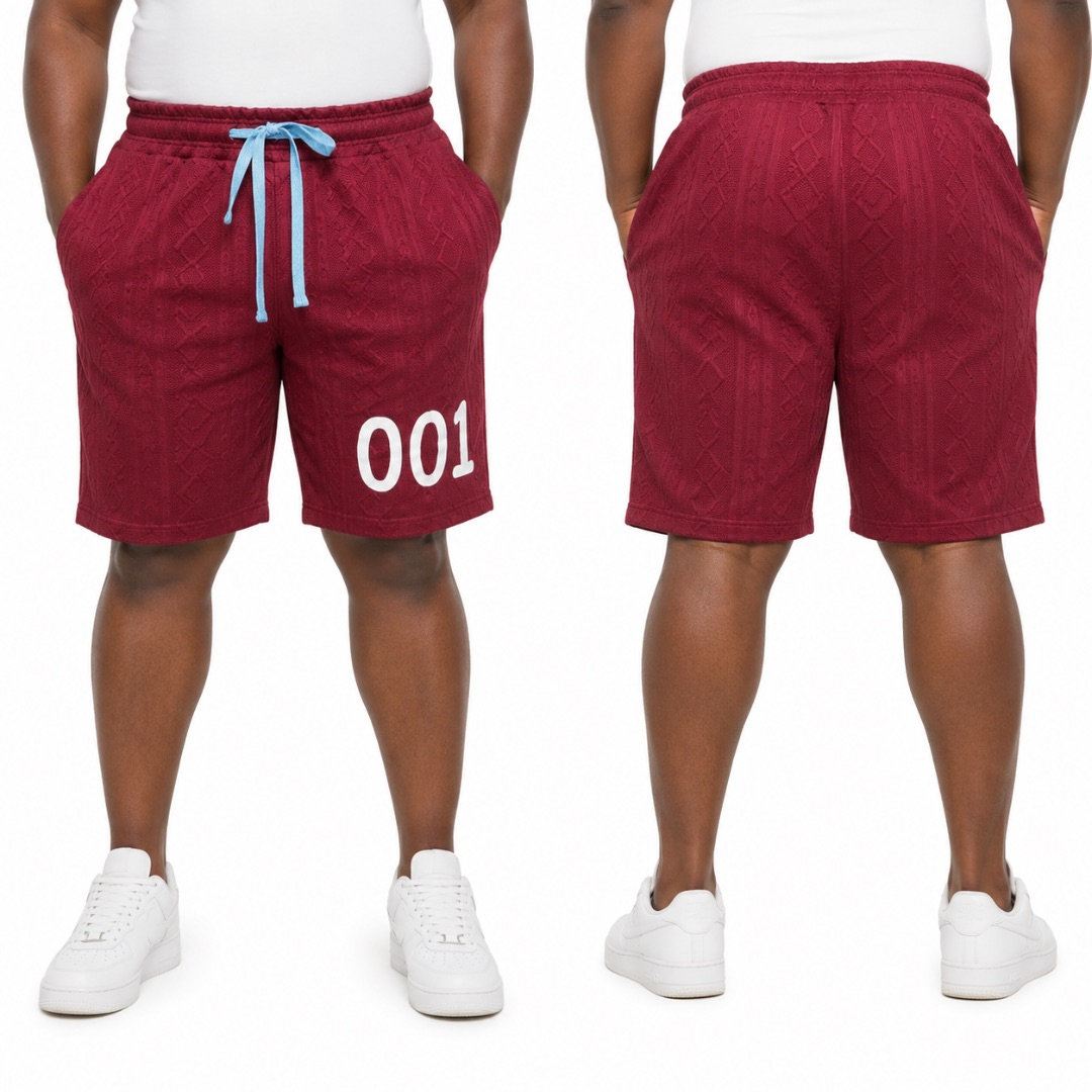 Mens Burgundy Drawstring Casual Shorts
