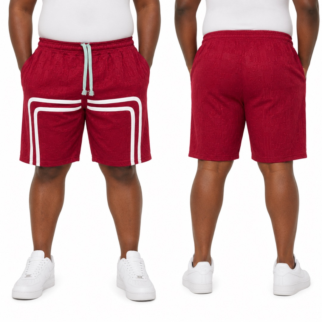 Mens Burgundy Athletic Casual Shorts