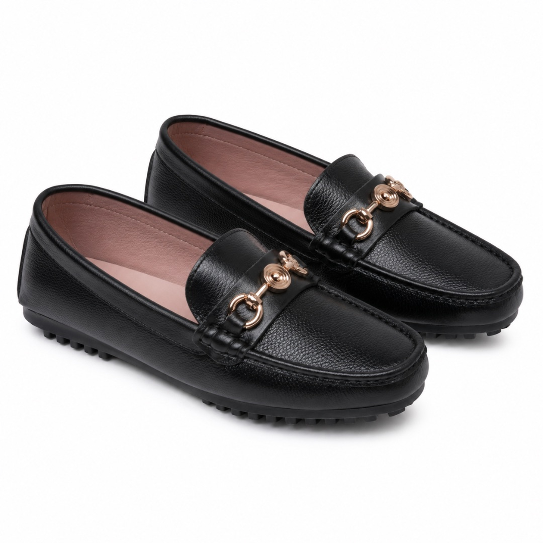 Mens Black Luxury Horsebit Loafers