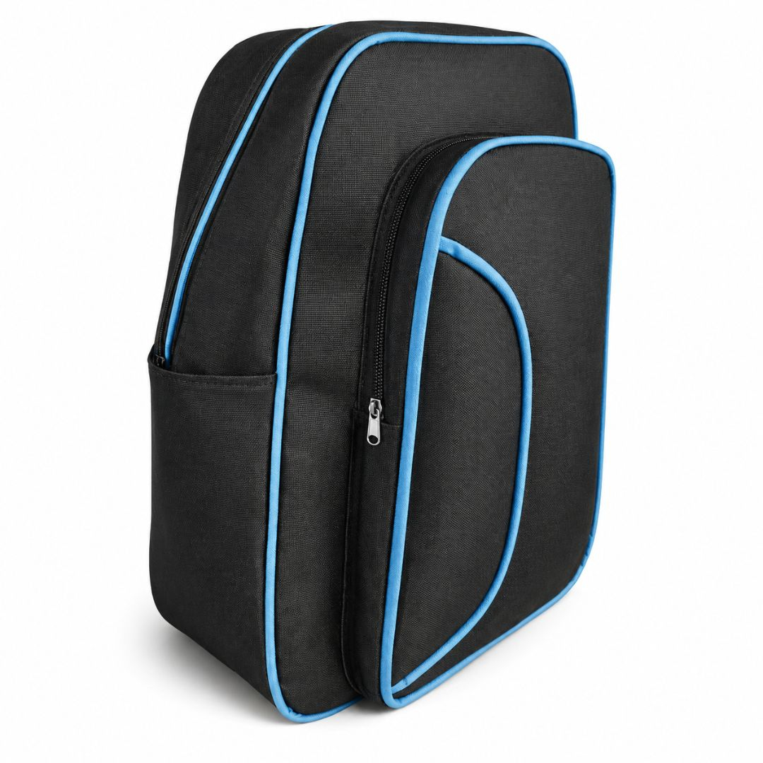 Black and Blue Backpack with Multiple Compartments