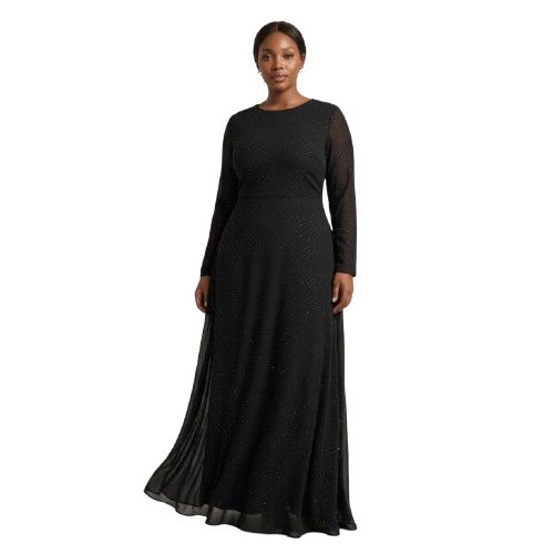 Black Glitter Shimmer Chiffon Fabric