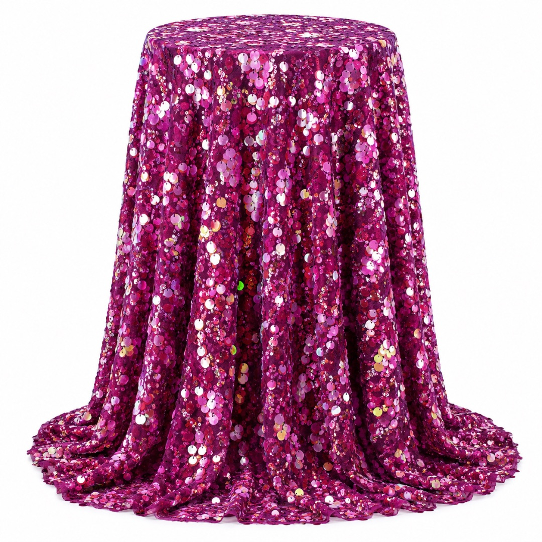 Luxury Fuchsia Pink Multi Sequin Glam Fabric