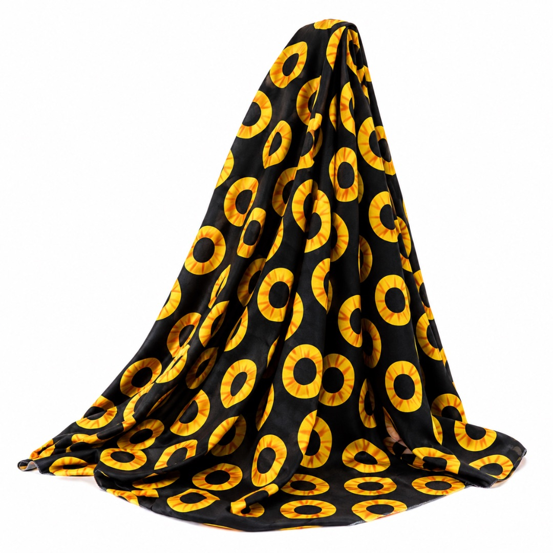 Luxury Black and Gold Circular Print vintage Fabric