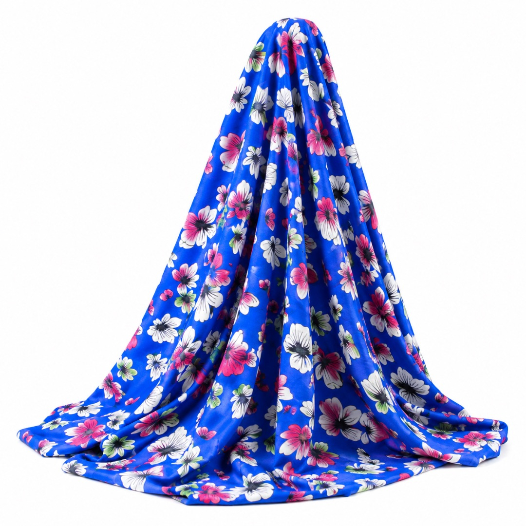 Luxury Royal Blue Floral Print vintage Fabric