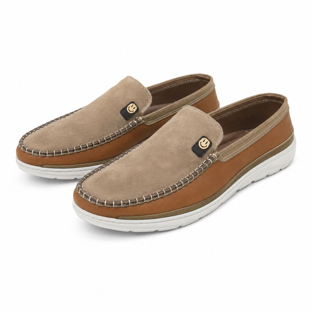 Mens Suede Driving Shoes with Rubber Sole