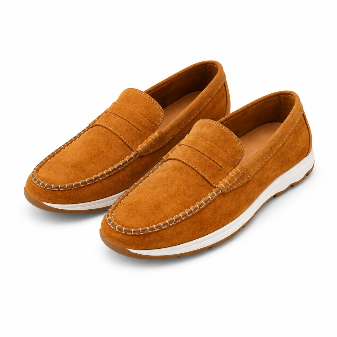 Mens Suede Loafers with Rubber Sole