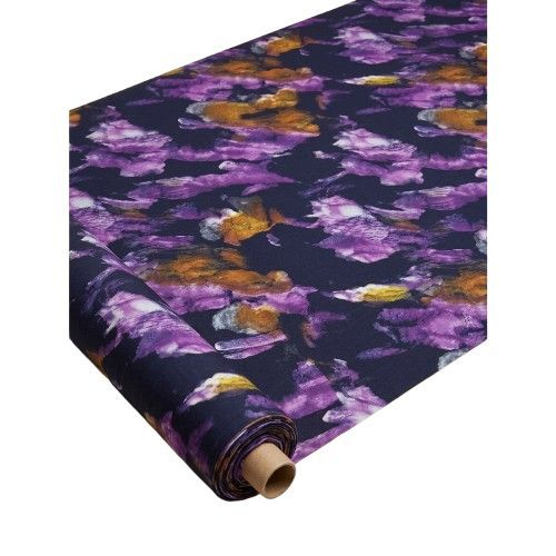 Purple and Gold Abstract Painterly Print Fabric