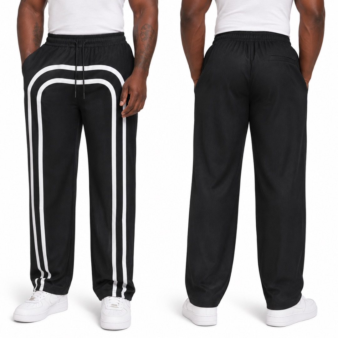 Unisex Black and White Stripe Detail Track Trousers
