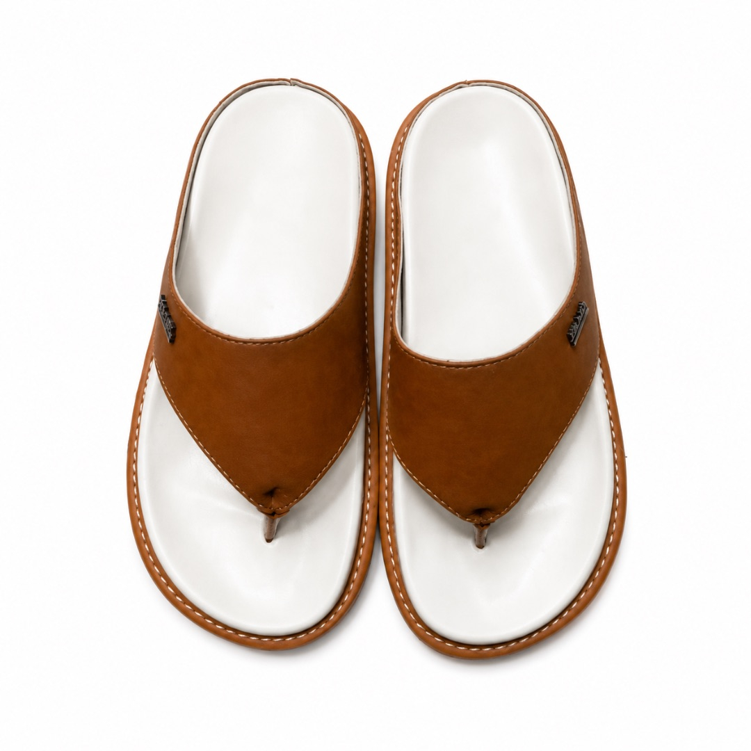 Unisex Brown Classic Toe Post Slide Sandals