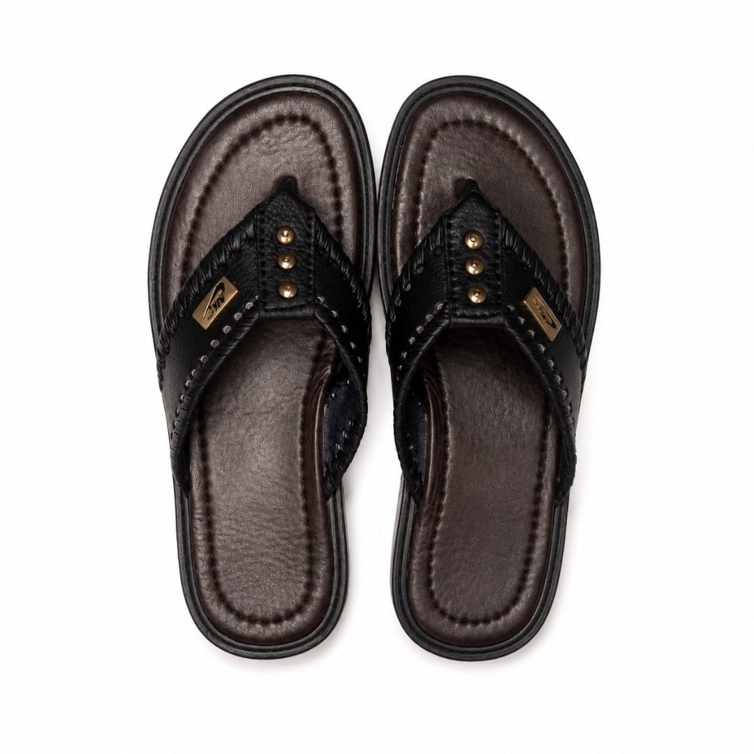 Unisex Dark Brown Cross Strap Slide Sandals