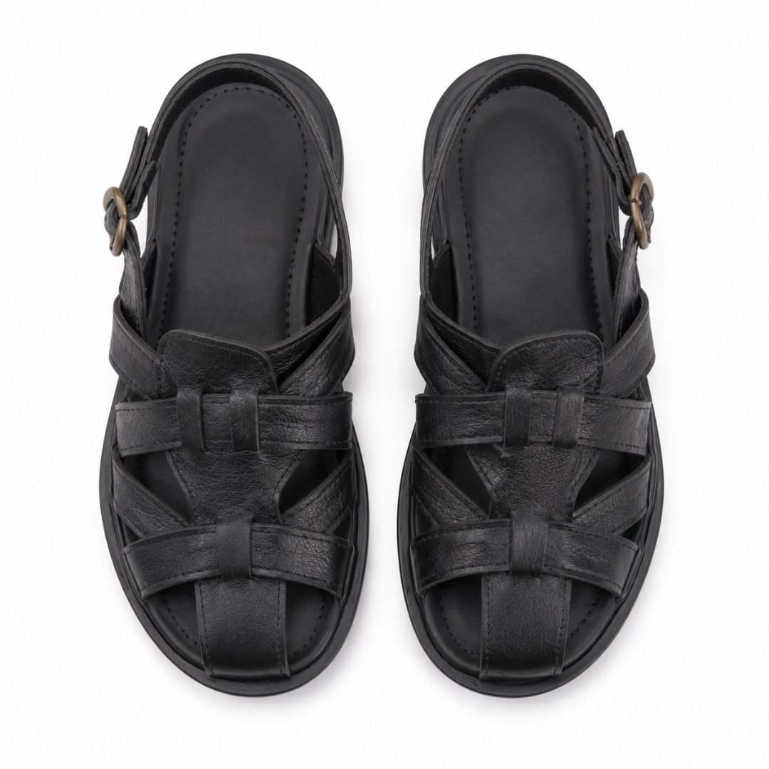 Mens Black Gladiator Strap Sandals