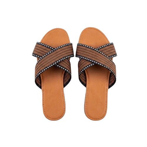 Womens Crisscross Strap Comfort Slide Sandals