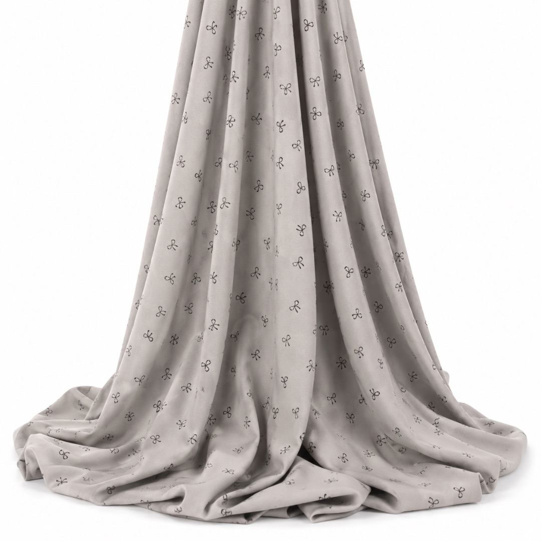 Ivory Bow Print Fashion Fabric Material