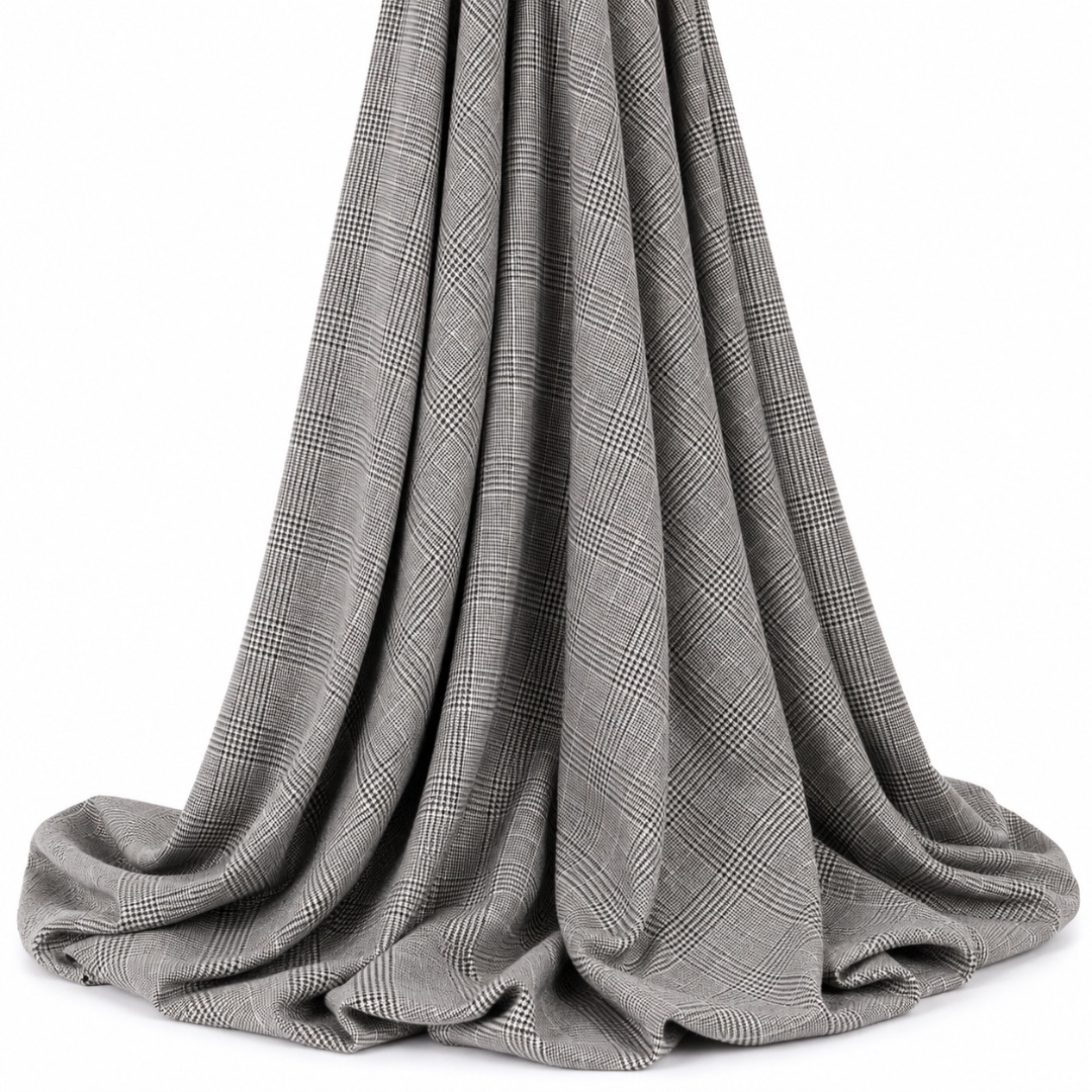 Classic Grey Prince of Wales Check  Fabric